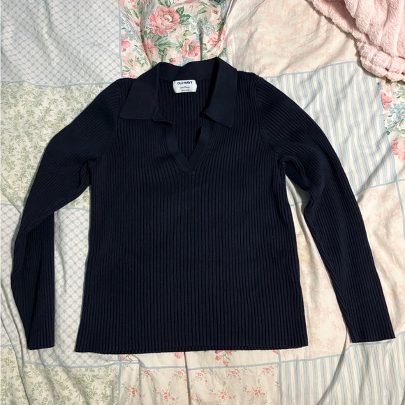 Old Navy Sweaters - Old Navy Navy Ribbed Polo V-Neck Sweater